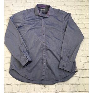 Ted Baker London Slim Fit Blue Button Up S…